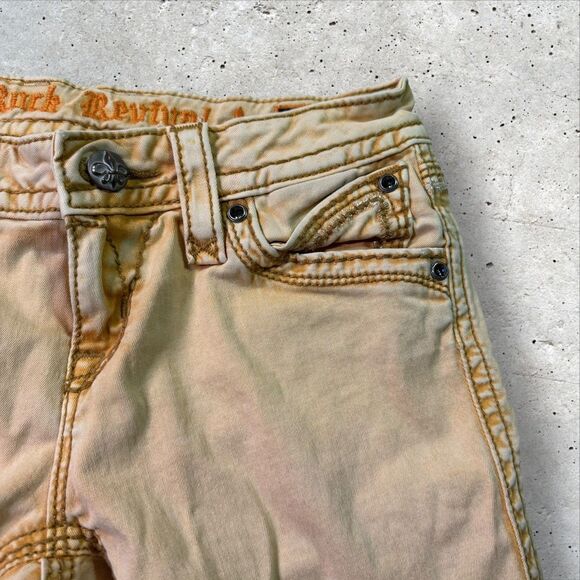 Rock Revival Blair AR13 Jean Shorts Women’s 27 Yellow Distressed Faded Bleached - Picture 6 of 8